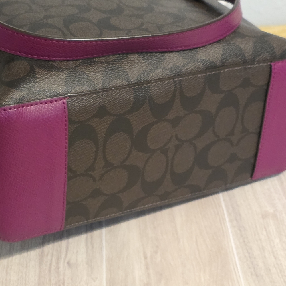 Coach Signature Coach Brown & Fuchsia Tote Bag F34603 - Picture 9 of 10